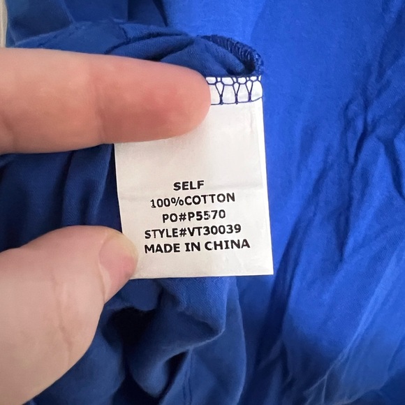 Tassled Blue Womens T-Shirt Top 100% Cotton Blouse Vine & Love Size Medium NWT - Picture 6 of 8